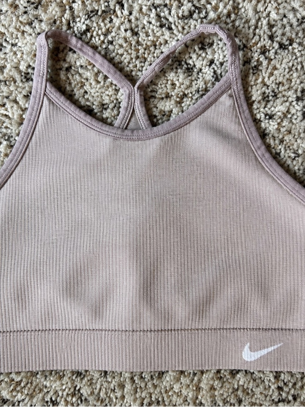 Nike Seamless Ribbed Racerback Sports Bra Women’s Small Pink Light Support